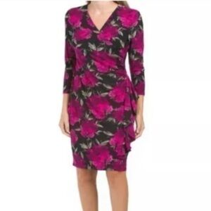 Anne Klein Womens 3/4 sleeves floral dress size 12